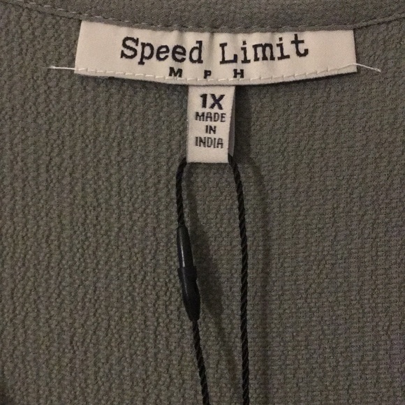Olive Green Zip Pocketed Tank 1X Speed Limit - Picture 3 of 14